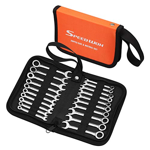 SPEEDWOX 20-Piece Mini Combination Wrench Set, High Carbon Steel, Silver