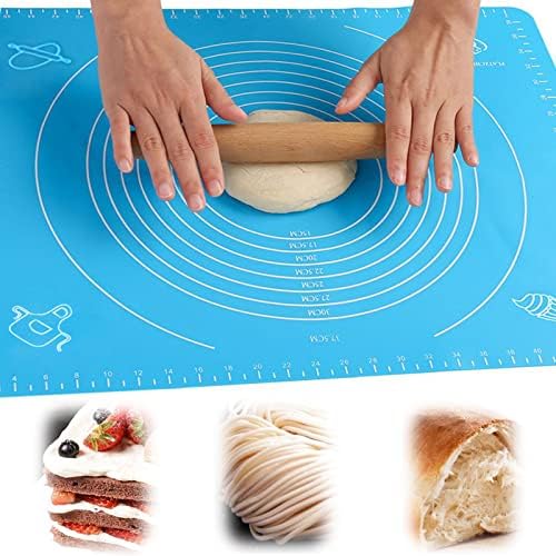 19.7x15.8 inch Non-Stick Silicone Baking Pastry Mat, Non-Slip Fondant Rolling Mat Kneading Board Mat, BPA Free (Blue)