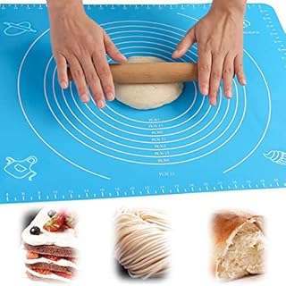 19.7x15.8 inch Non-Stick Silicone Baking Pastry Mat, Non-Slip Fondant Rolling Mat Kneading Board Mat, BPA Free (Blue)