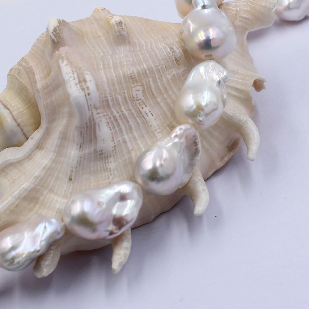 Jewelry Making Craft Natural 12x18mm Reborn Baroque White Freshwater Pearl Beads Gemstone Spacer Loose Beads Strand 15"