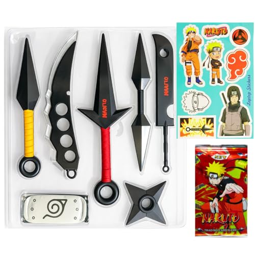 Image of Naruto Kunai Chakra Blade Shuriken Head Band Stickers and Trading Cards, Mega Combo Pack Ninja Gears