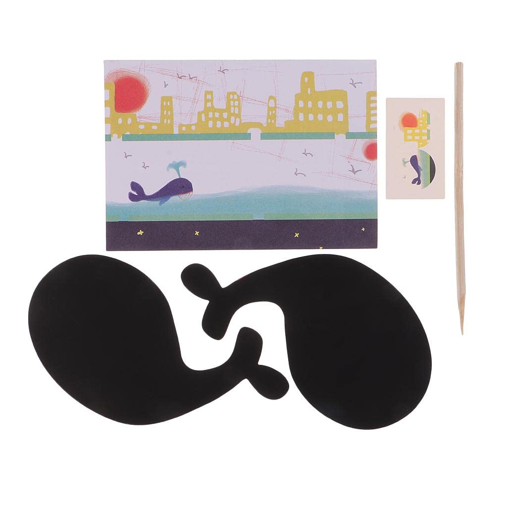 CLUB BOLLYWOOD 1 Set Rainbow Scratch Paper Magic Painting Paper Card Kit for Kids 1# Whale