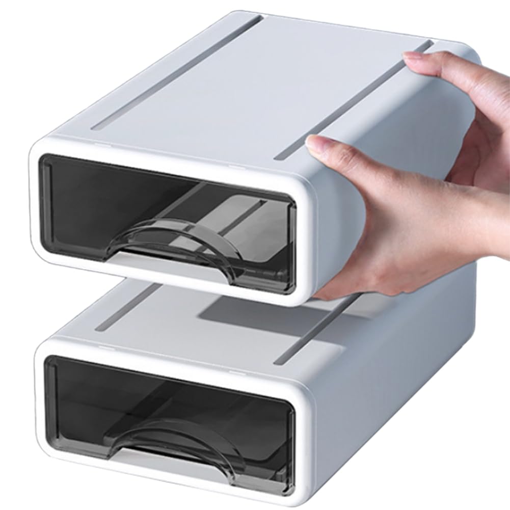 UDSKNV[KSL Plastic Box Desktop Organizer Drawer Makeup Storage Box Jewelry Container Stackable Large Storage Dustproof