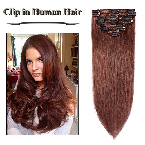 Clip in Hair Extensions Dark Auburn (20"=70g #33)