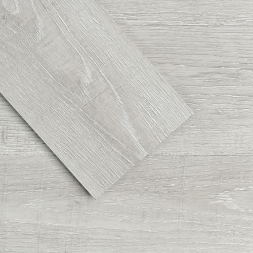 MULGREAT Peel and Stick Floor Tile, 54 Sq.Ft Self Adhesive Vinyl Flooring Plank, 36 Pieces Waterproof Heavy Duty Wood Grain Tiles, 36'x6' DIY Planks for Bedroom Kitchen Apartment Bathroom White
