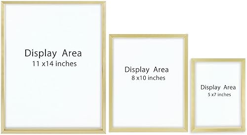 Miniatura 8 de Golden State Art, Marcos flotantes dorados para una foto de 11 x 14, dos de 8 x 10 y cuatro fotos de 5 x 7 pulgadas, cristal transparente que