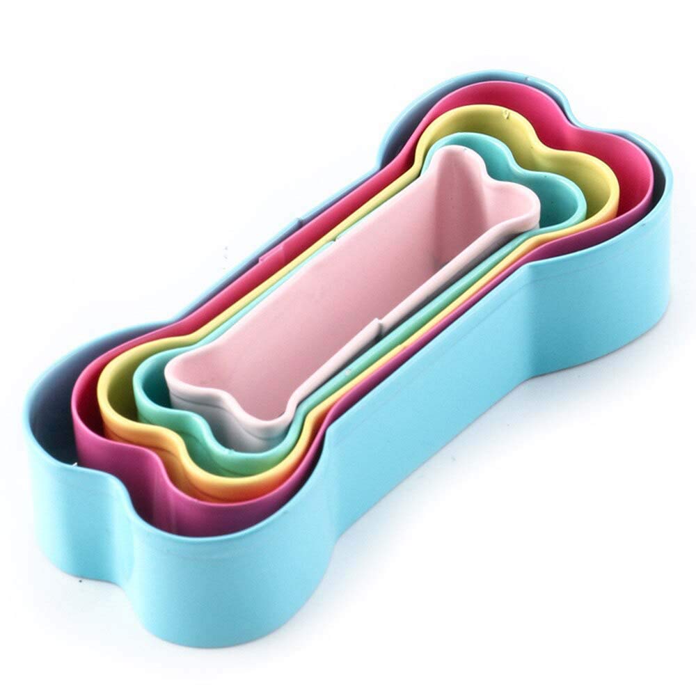 NICO SEE WONDER Dog Bone Cookie Cutter Shapes Set Stainless Steel Bone Shaped Cookie Molds for Homemade Treats 5 Piece Boxed Set