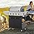 46,500 BTU 4-Burner Propane Gas Grill with Side Burner | Stainless Steel Outdoor BBQ Grill | Porcelain-Coated Grates, Lid Thermometer & Foldable Shelves | Black & Silver Patio Grill