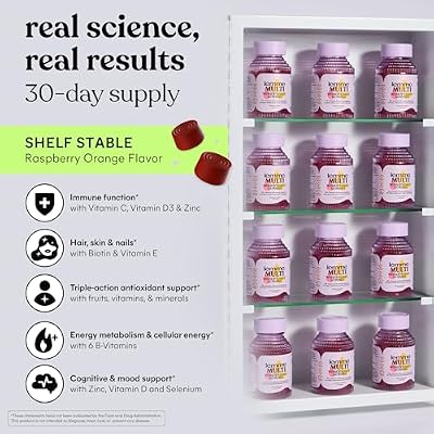 Lemme Women's Multivitamin Gummies, Daily Nutritional Support with Vitamins A, C, D, E, Biotin, Folic Acid, Zinc & Inositol, Bone, Brain, Skin & Immune Health, Raspberry Orange, 30-Day Supply