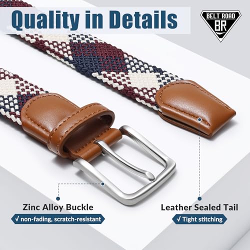 Elastic Braided Belt Men - Multicolored Woven Belt for Golf Work Casual, Stretch Comfort for Jeans Pant Shorts2