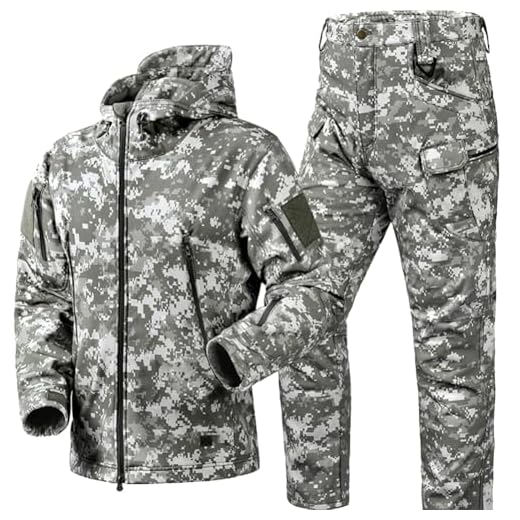 SimidunEUR Homme Tenue de Uniforme Militaire Camouflage Imperméable – Ensemble Veste et Pantalon Tactique, Souples pour le Combat, le travail, la pêche, la chasse et l'escalade,Camouflage 5,4XL