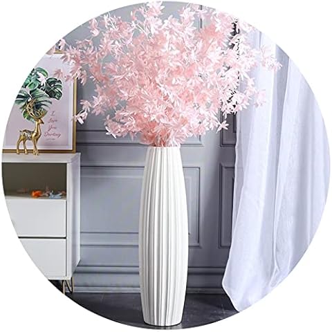 24" White Ceramic Striped Flower Vase Cover