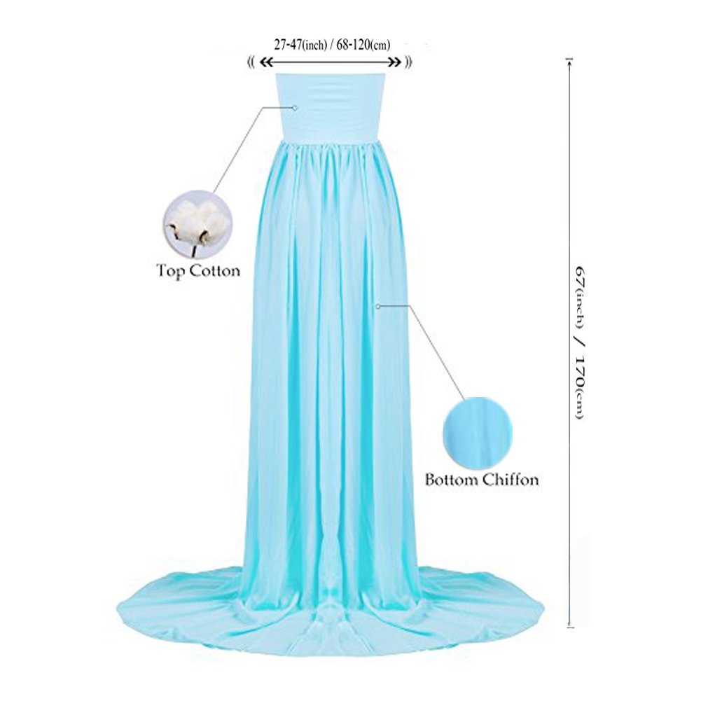xuanranUK Abiti Eleganti Donne Incinte, Abito in Chiffon Incinta Fotografia Puntelli Fancy Servizio Fotografico per Beach, Vestiti Donne Incinte Gonne fotografiche di maternità (Cielo Blu)