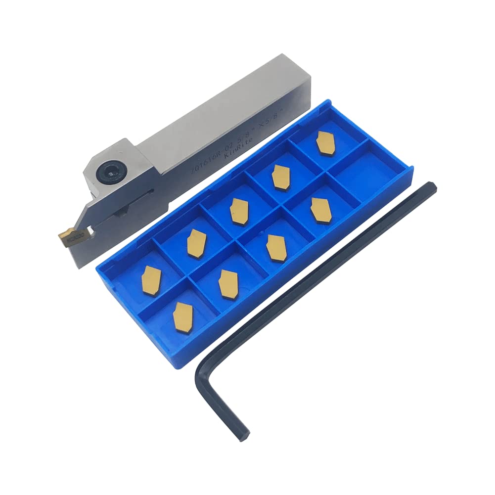 1/2" 3/8" Indexable Lathe Grooving Parting Holder with 10 Pieces GTN- SP200 Heavy Duty Nickel Plated ZQ1212R02 Right -Hand Cut Off Tool Carbide Inserts (3/8" ZQ1010R02 with 10pcs Inserts) — Amazon image 12