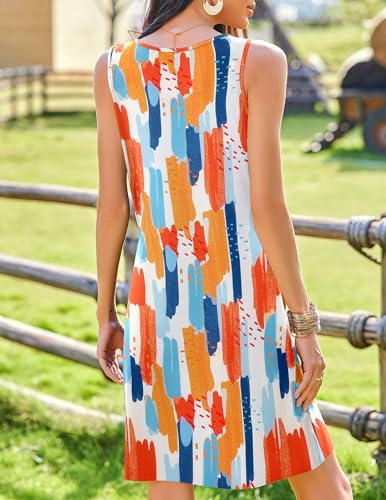 Image of Zeagoo Summer Dresses for Women Boho Beach Dress Sleeveless Sundresses with Pockets Casual Loose Tank Tshirt Sun Dress