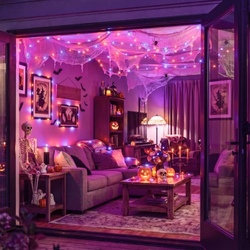 Brightown-Halloween-Fairy-Lights-Purple-Orange, 2Pack 16.4FT 50 LED Lights - image 4