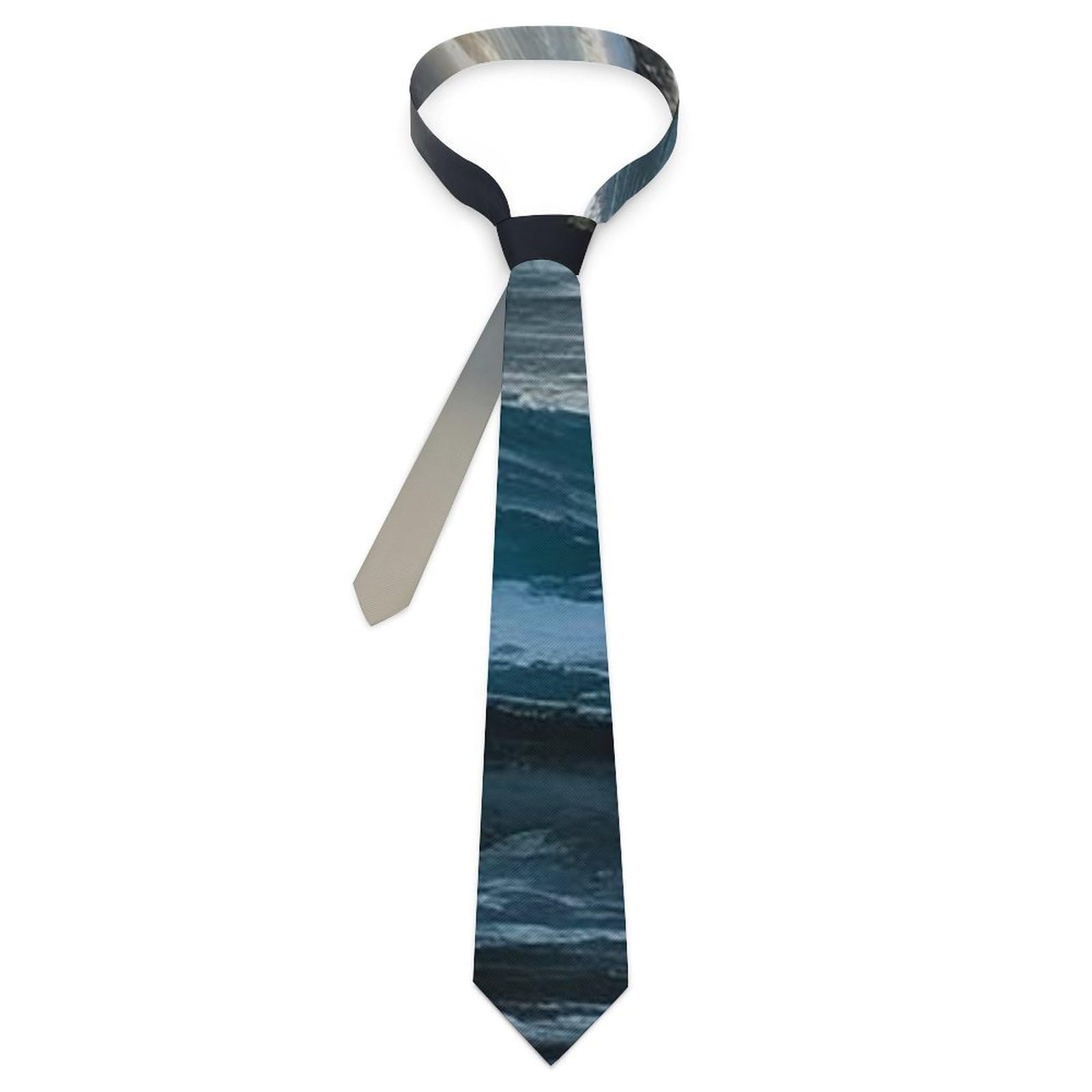 Smazdfxx Men's As Pic Necktie For Mountains Meet The Sea Neck Tie For Business Classic Tie Skinny Tie For Wedding Party