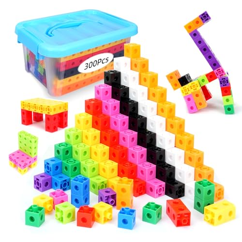 QUYSK 300 Pcs Linking Cubes for Kids - Counting Blocks with Storage Boxes Connecting Cubes Math Manipulatives for Preschool & Elementary Aged Kids