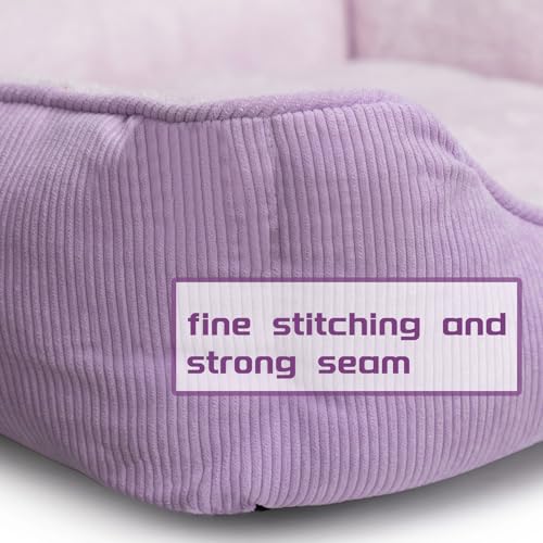 Hollypet Katzenbett Kleines Hundebett Haustierbett für Katzen und Welpen, Weiches Haustierschlafbett Atmungsaktives Haustierkissen, Lila (55 * 45 * 15cm)
