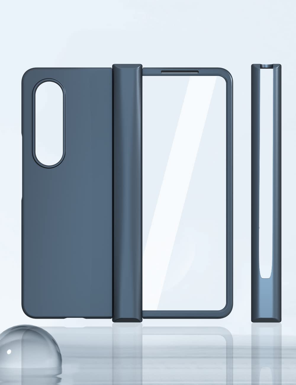 Photo 1 of DDJ Shockproof Samsung Galaxy Z Fold 4 Case, Built-in Screen Protector & S Pen Slot & Hinge Protection [Full Body Metallic Paint] Matte Military Grade Protection for Samsung Z Fold 4 Case 5G - Blue