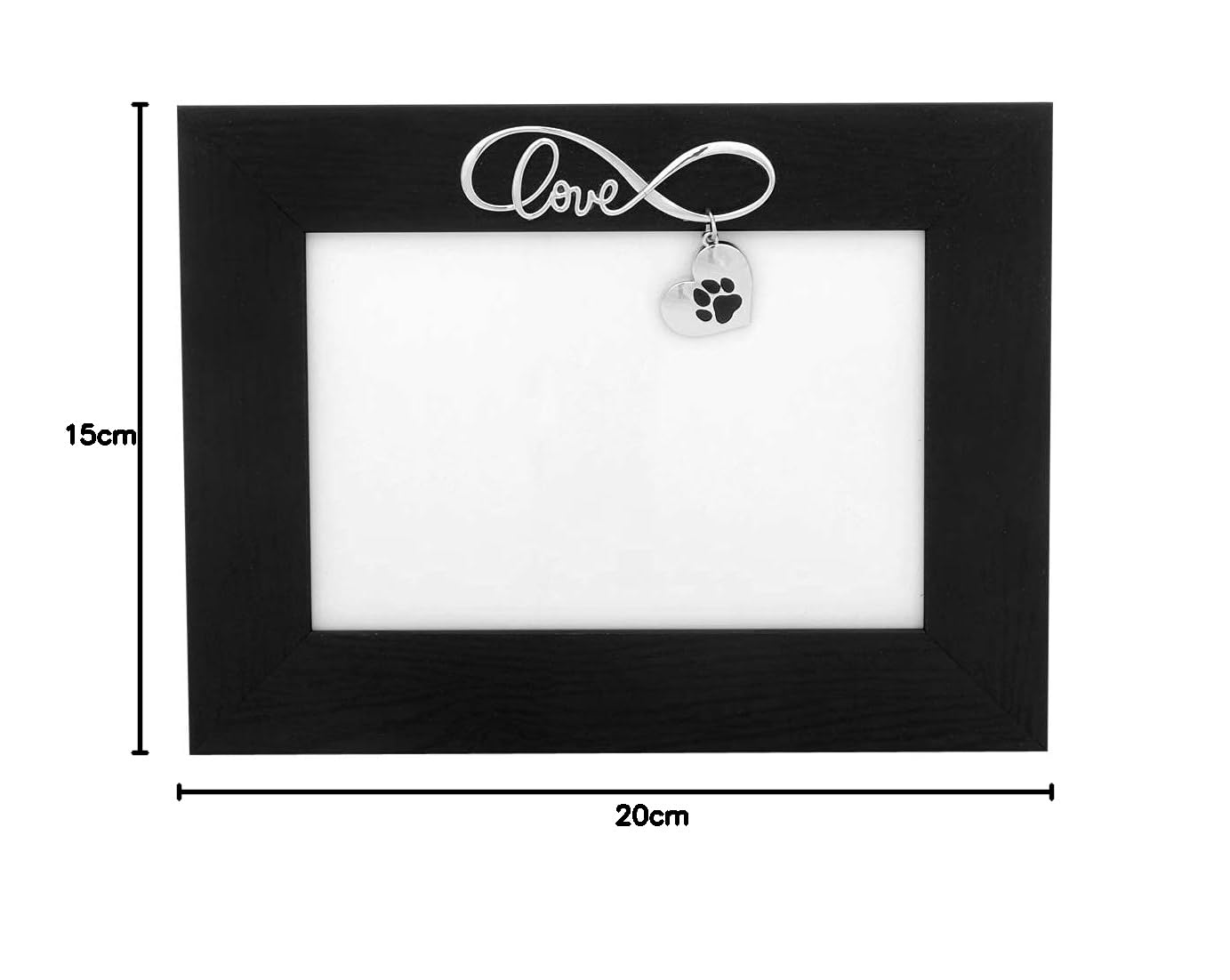 Cornice portafoto di design con impronte di zampe, 10 x 15 cm, argentata, con foto di cane opache, idea regalo (variante 2, incisione fino a 30 caratteri)