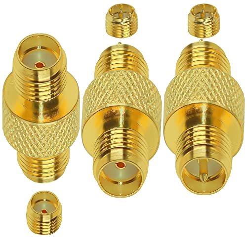 Image of TUOLNK 3PCS SMA Coax Connector Gender Changers, SMA Female to RPSMA Female Coaxial Adapter, Low Loss Coax Cable for Radio Antenna, Audio