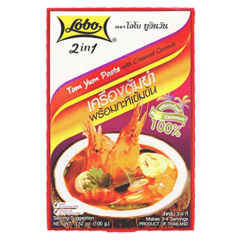Lobo, 2 in 1, Tom Yum Paste with Cream Coconut, 100 g (Pack of 2)