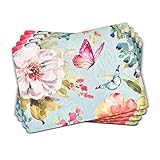 Pimpernel Colorful Breeze Collection Placemats, Set of 4, Cork-Backed Board, Blue, Hard, Heat...