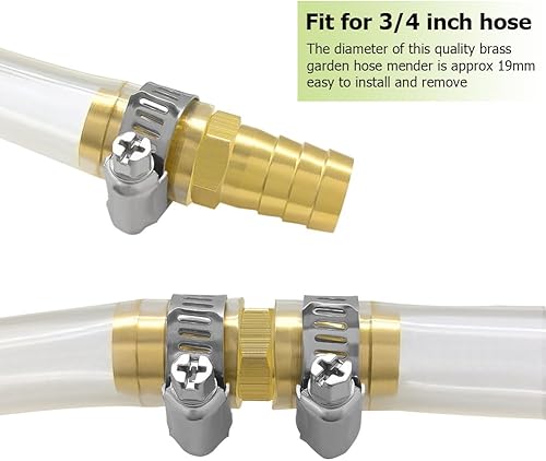 Miniatura 3 de Hooshing Kit de reparación de manguera de jardín de 34 pulgadas, kit de reparación de manguera de latón con abrazaderas de acero inoxidable