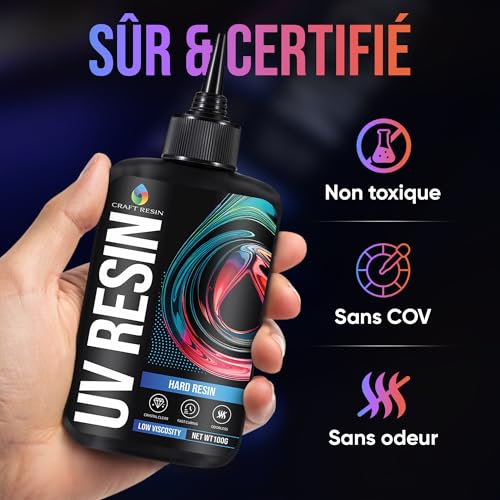 Résine UV transparente CRAFT RESIN 500g type dur et de faible viscosité