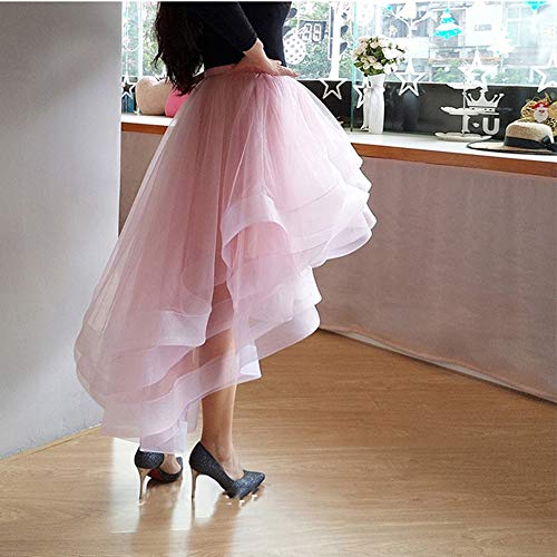 Yukale Women's Organza Ruffles High Low Skirts Night Out Skirt Tiered Cocktail Party Gowns Light Blue #TOP3