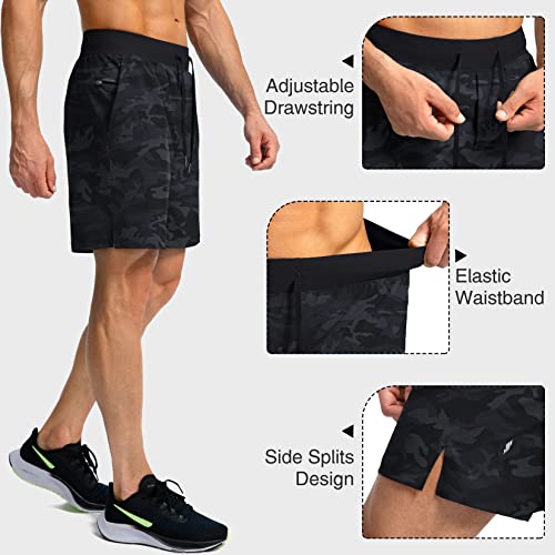 Image of Soothfeel Men's Running Shorts with Zipper Pockets 9 inch / 7 inch / 5 inch Quick Dry Eight Basketball Gym Workout Athletic Shorts