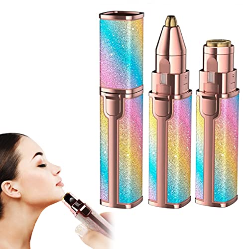 Depiladora Facial para Mujer de Viaje 2 en 1 | Eliminador Vello Facial Flawless Sin Dolor | Depila Cejas, Nariz y Labios | Afeitadora Eléctrica de Bolsillo Recargable USB con Luz LED Para Mujer (1ud) Cover