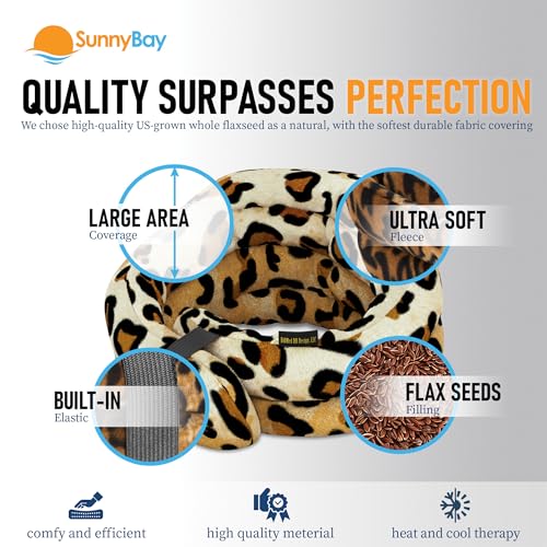 Image of SunnyBay Microwave Heating Pad, Microwavable Heated Neck and Shoulder Wrap, Weighted Hands-Free Beanbag Pack with Wide Neck Coverage, 2.5 lbs, 26 Inches Long-Length, Leopard