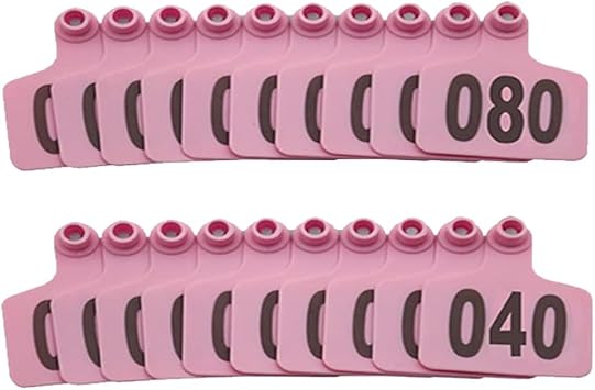 Cattle Ear Tags Animal Ear Tag Plastic Livestock Animal Ear Tag for Cows Cattle Calf with Numbers Animal Identification Earring Tag Pink 901-1000