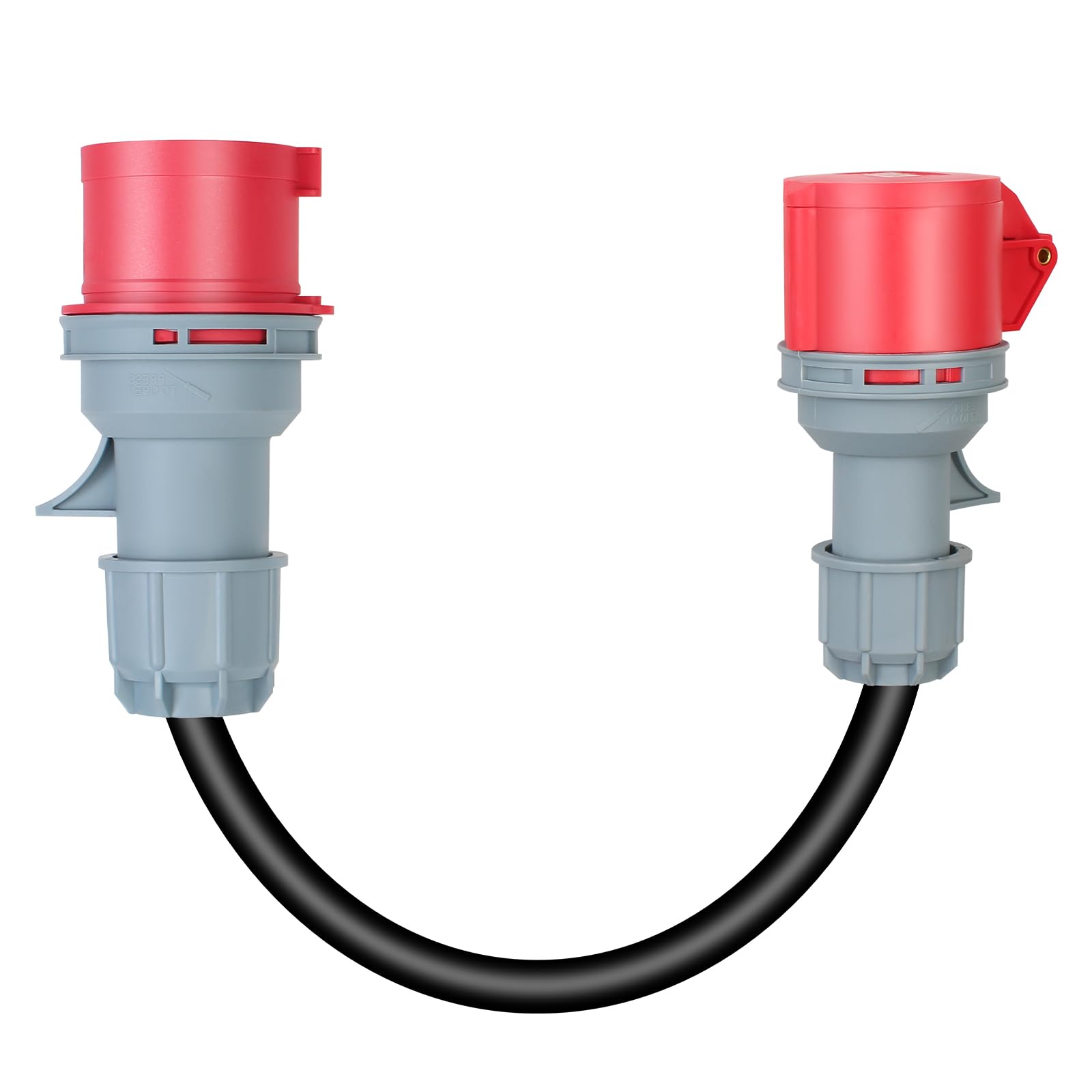CEE Adapter 32A auf 16A, CEE Adapter Verlängerungskabel,Kupplung mit Leitungsschutzschalter 3-Phasig, 400V,Mit 5x2 5mm Gummi Starkstromkabel（Verlängerungskabel 0.5 m）