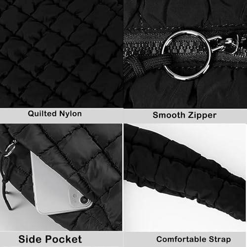 Image of Quilted Puffer Tote Bag Large Puffy Shoulder Bag Crossbody Hobo Bag Padding Carryall Gym Bag for Women