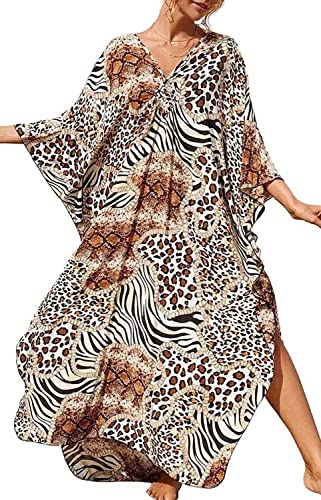 Orshoy Damen Strandkleider Sommerkleid V Ausschnitt Kleid Pareos Kaftan...