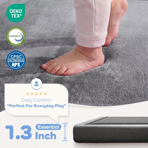 Image of 1.3 inch Thick Baby Play Mat for Floor,28x72 Area Rugs,Non-Slip,Dark Grey