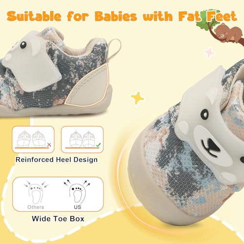 Image of FEETCITY Baby Walking Shoes Wide Baby Shoes Boys Girls Infant Sneakers Crib Shoes Breathable Toddler Barefoot Shoes Slip On Shoes