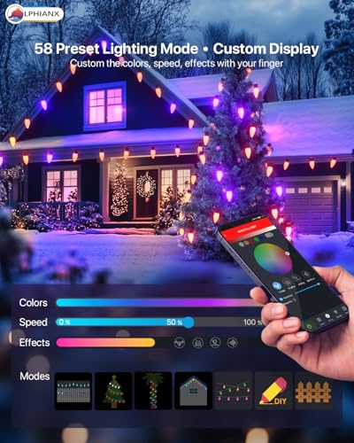 115FT Smart C9 Outdoor Christmas Lights with 150 LEDs, APP Remote Controlled RGB String Lights for Patio Xmas Decor