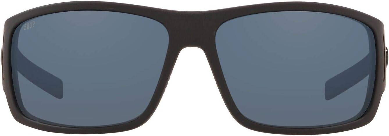 Costa Del Mar Men's Cape Rectangular Sunglasses, Matte Black Ultra/Grey Polarized-580P, 67 mm