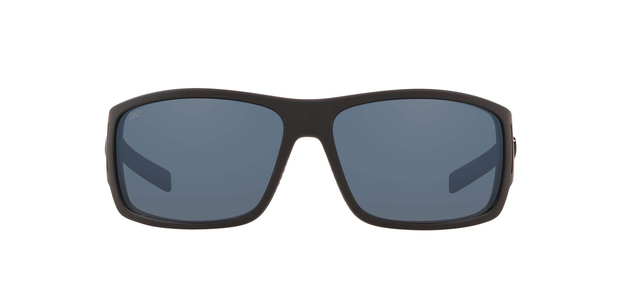 Costa Del Mar Men's Cape Rectangular Sunglasses, Matte Black Ultra/Grey Polarized-580P, 67 mm
