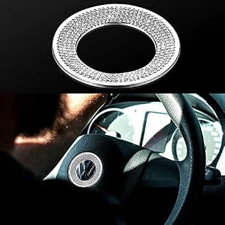 Bling Bling Car Steering Wheel Decoration Interior Accessories Diamond Sticker Steering Wheel Logo Rhinestone DIY Steering Wheel Decals Cover for Car Decoration (Compatible with Volkswagen)