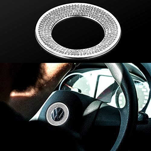 Bling Bling Car Steering Wheel Decoration Interior Accessories Diamond Sticker Steering Wheel Logo Rhinestone DIY Steering Wheel Decals Cover for Car Decoration (Compatible with Volkswagen)