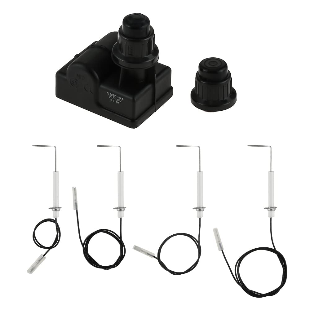 Grill Igniter Assembly Kit, Gas Grill Spark Generator, Electronic AA Battery Igniter, Push Button BBQ Igniter with 4PCS Electrode Igniter Wire Compatible with Blackstone 28inch Propane Griddle