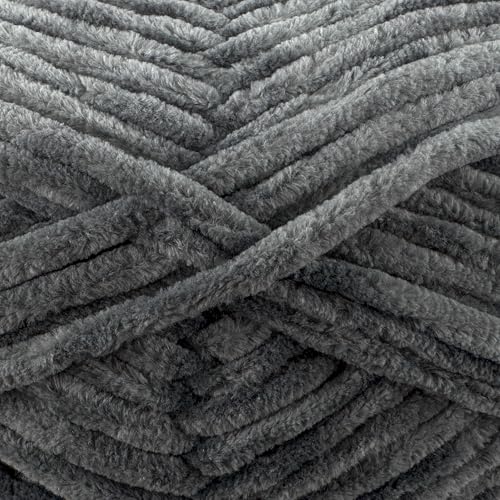 Image of Cuddly Velvet Chenille Yarn, Super Soft Fluffy Bulky for Knitting Crocheting Crafting Blanket Amigurumi, Durable for Shedding, 3.53 Ounces (100 Gram) 109 Yards (100 Meters) (Dark Gray)