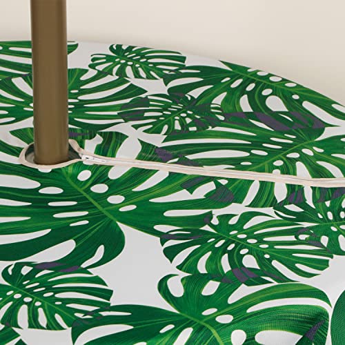 Image of EHouseHome Outdoor Indoor 70inch Round Tablecloth with Umbrella Hole and Zipper, Waterproof Zippered Patio Table Cloths, Spring /Summer Table Covers for Backyard Circular Table /BBQs /Picnic