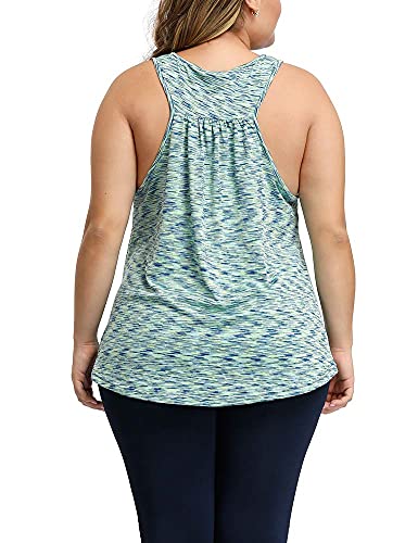 Uoohal Yoga Tank Plus Size Women Loose Fit Sleeveless Workout Tank Tops Light Green 3X