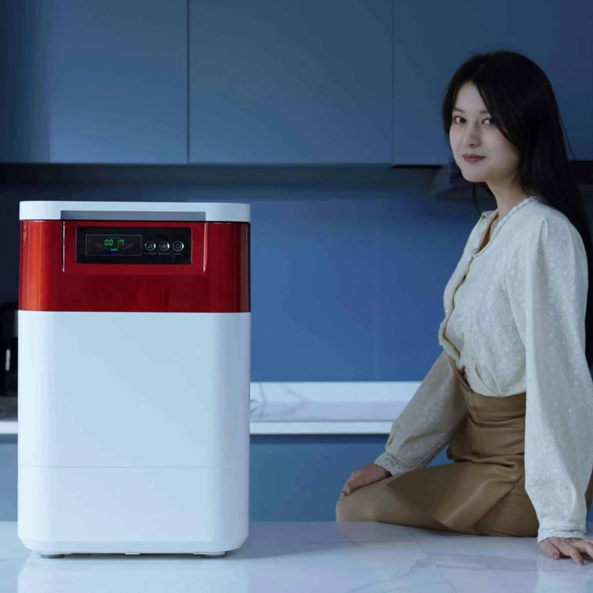 Compostiera da cucina elettrica, Compostiera da cucina intelligente per rifiuti, Bidone per il compostaggio per la casa e la cucina, Ciclatore automatico per rifiuti alimentari da bancone con capaci